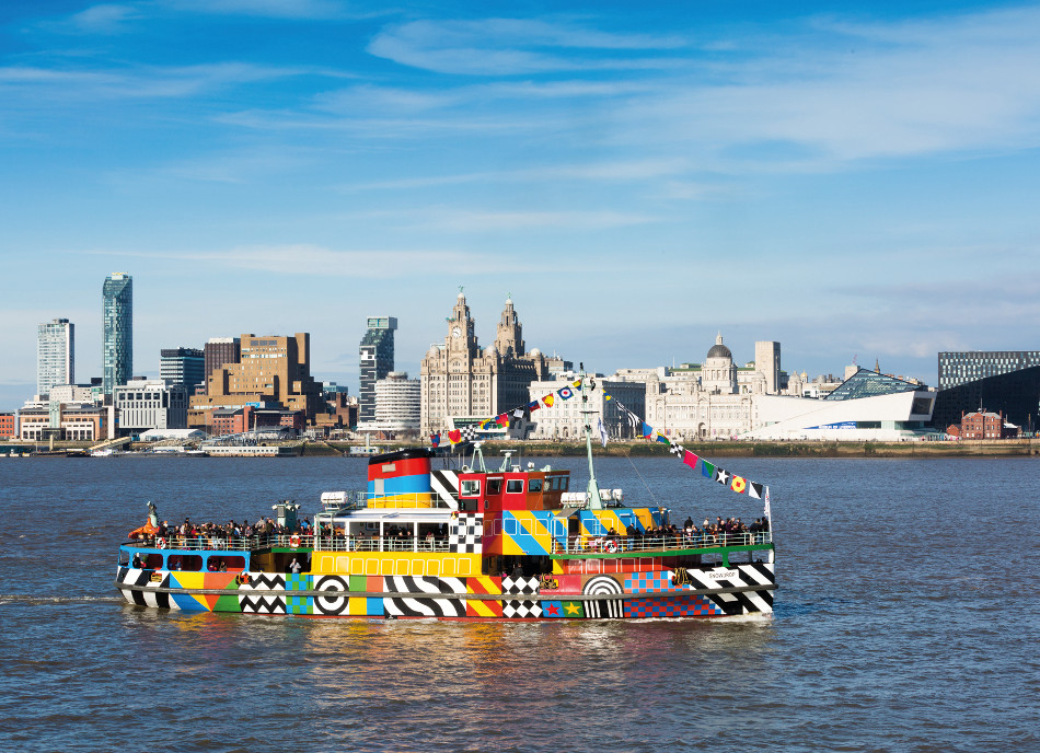 The Dazzle Ferry on the river Mersey. 